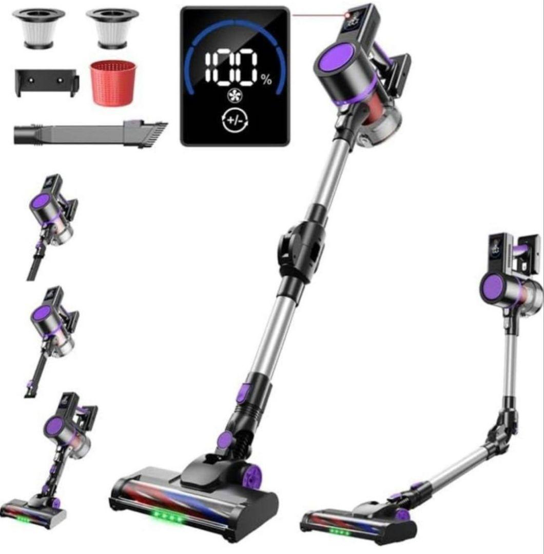 電気掃除機 コードレス 65kPa超強力吸引 LCD液晶ディスプレイ