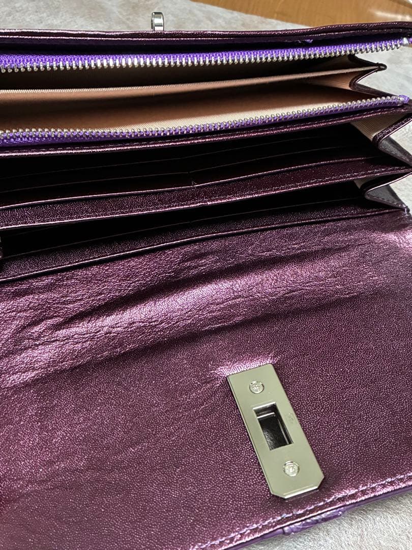 CROIXクロコダイルレザー長財布☆パープル紫☆クロワロワイヤル