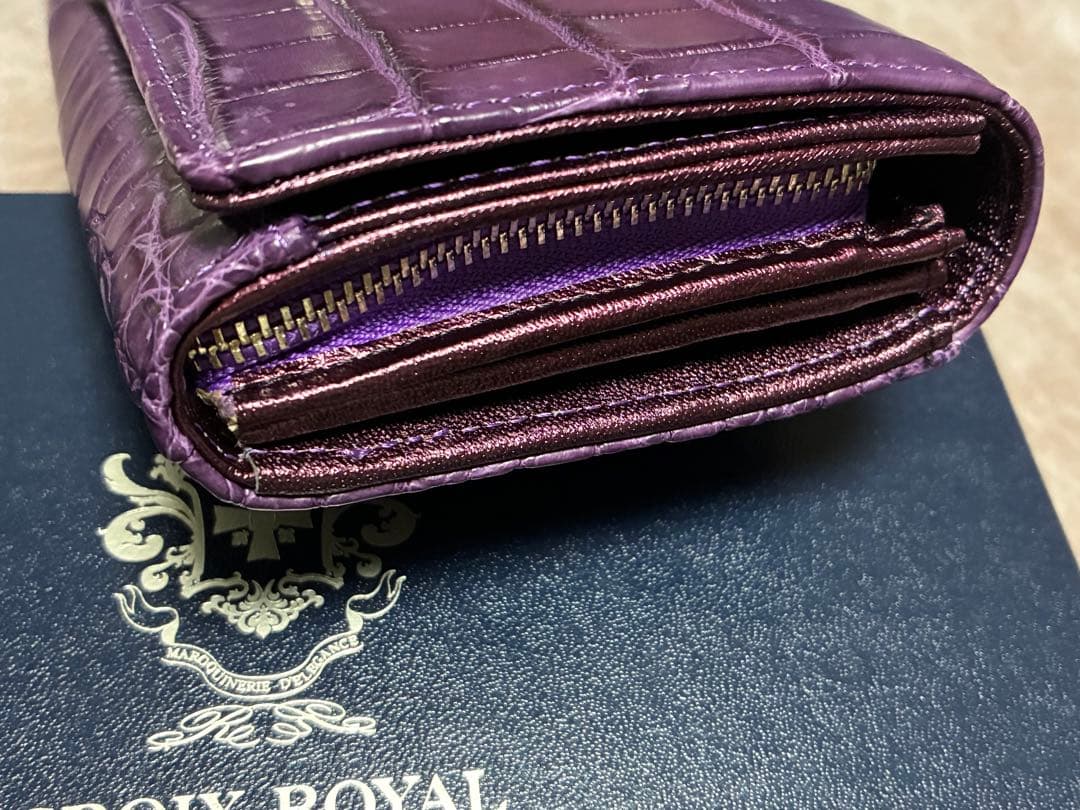 CROIXクロコダイルレザー長財布☆パープル紫☆クロワロワイヤル