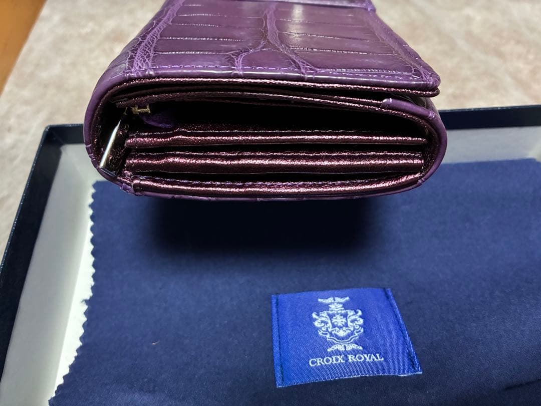 CROIXクロコダイルレザー長財布☆パープル紫☆クロワロワイヤル