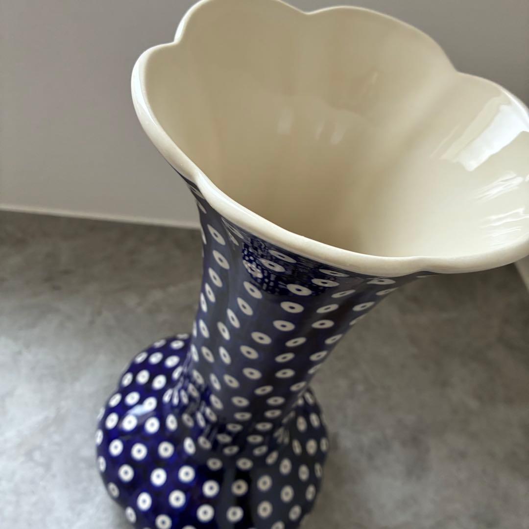 【新品•希少】ポーランド陶器 MANUFAKTURA 花瓶 高さ30cm ドット