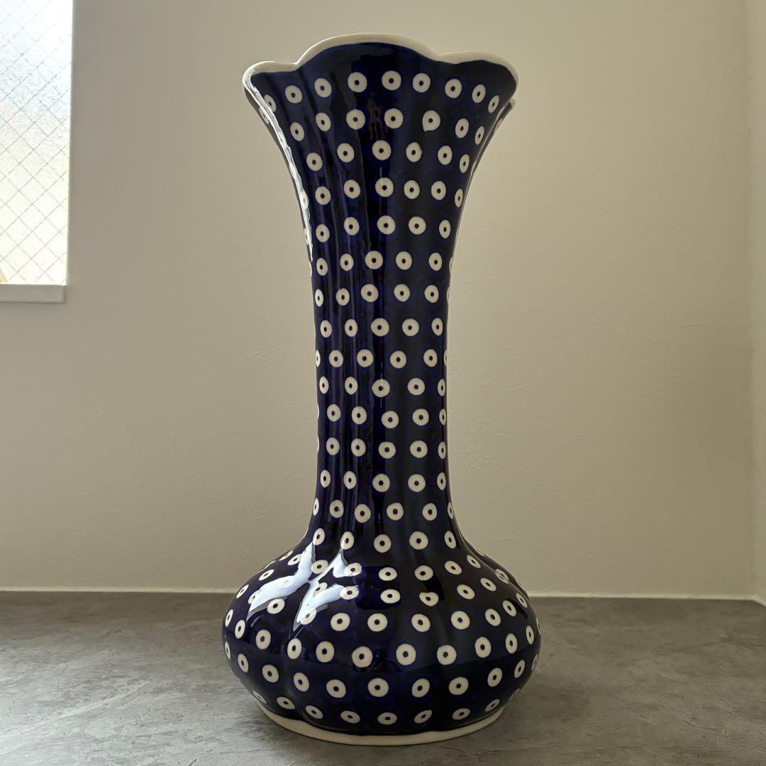【新品•希少】ポーランド陶器 MANUFAKTURA 花瓶 高さ30cm ドット
