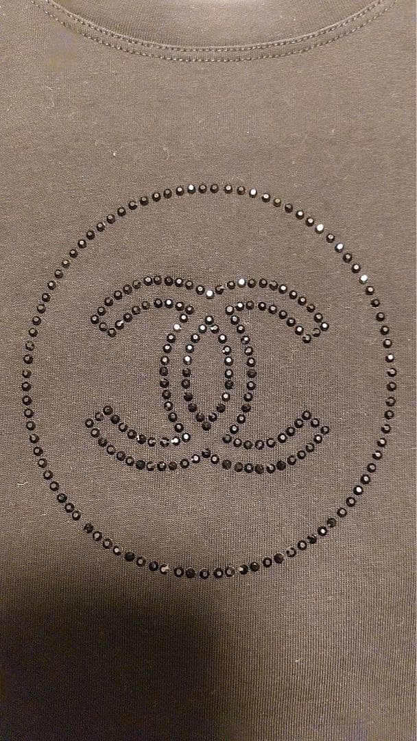 CHANEL ユニフォーム 黒ストーンTシャツ Mサイズ