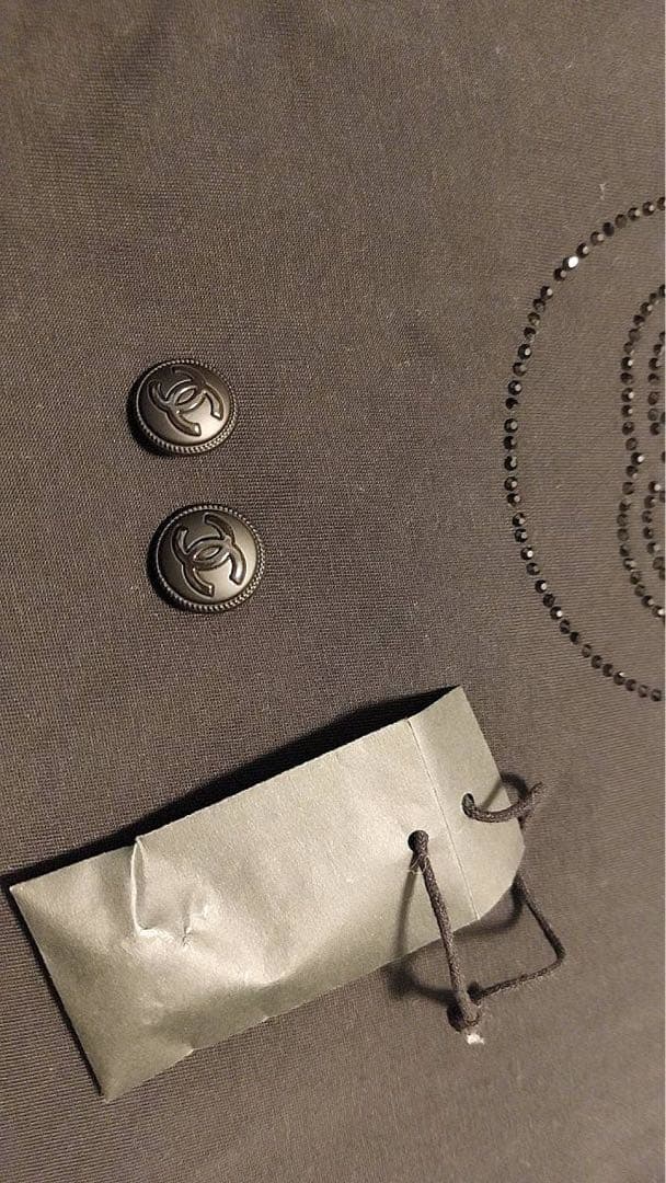 CHANEL ユニフォーム 黒ストーンTシャツ Mサイズ