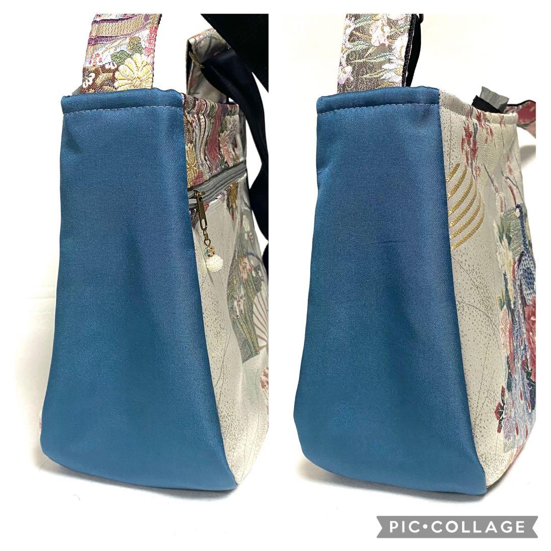 366 帯リメイク　華やかな孔雀のふっくらショルダーバッグ　匿名配送