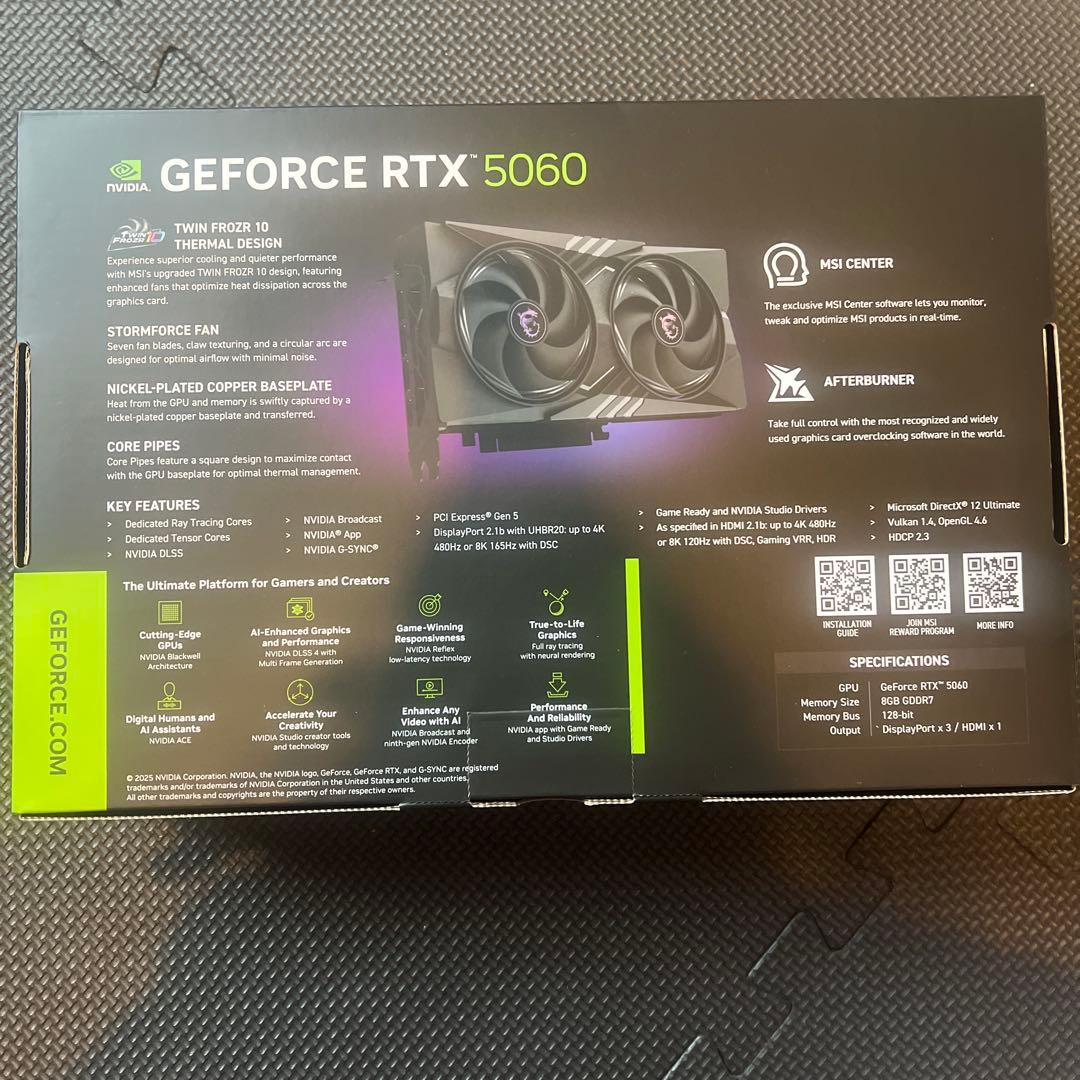 グラフィックボード・グラボ・ビデオカード MSI GeForce RTX 5060 8G GAMING OC