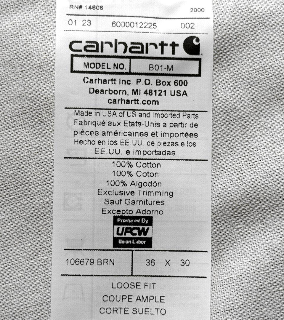 新品 カーハート 米国製 B01フィルムダック ダブルニー パンツ W36L30