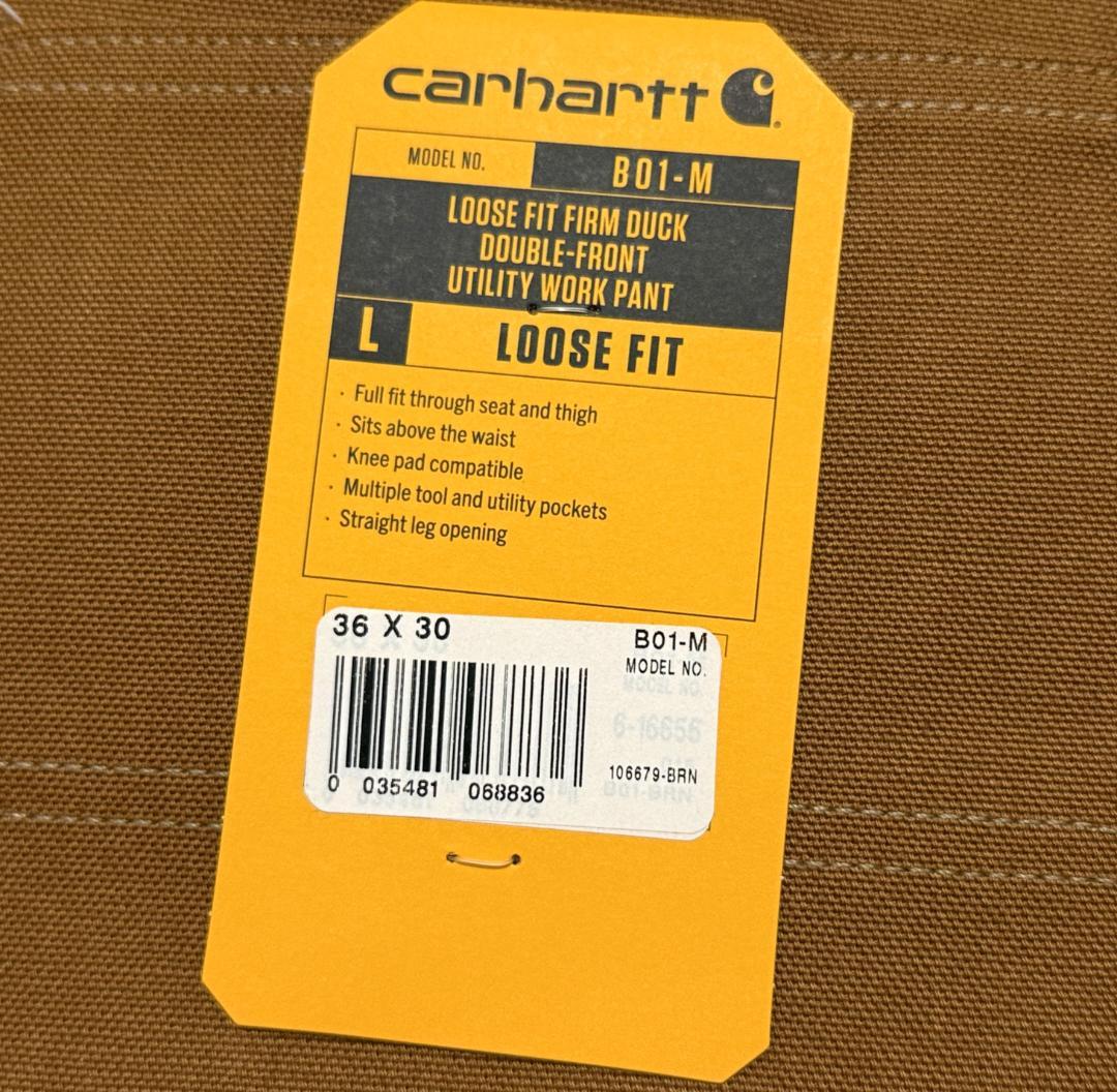 新品 カーハート 米国製 B01フィルムダック ダブルニー パンツ W36L30