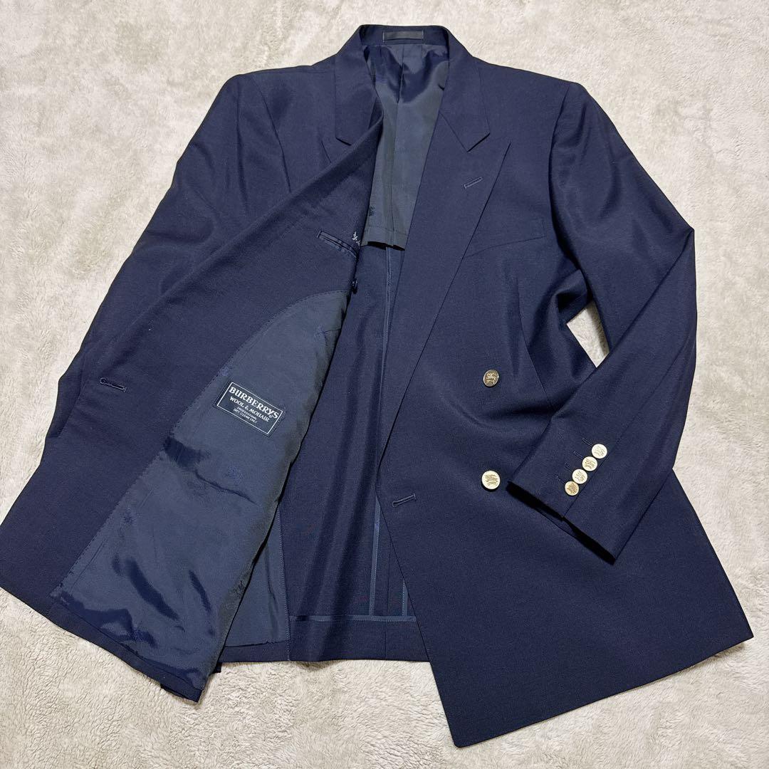 《希少》BURBERRYS 紺ブレ 金ボタン AB6 XL相当 モヘア混