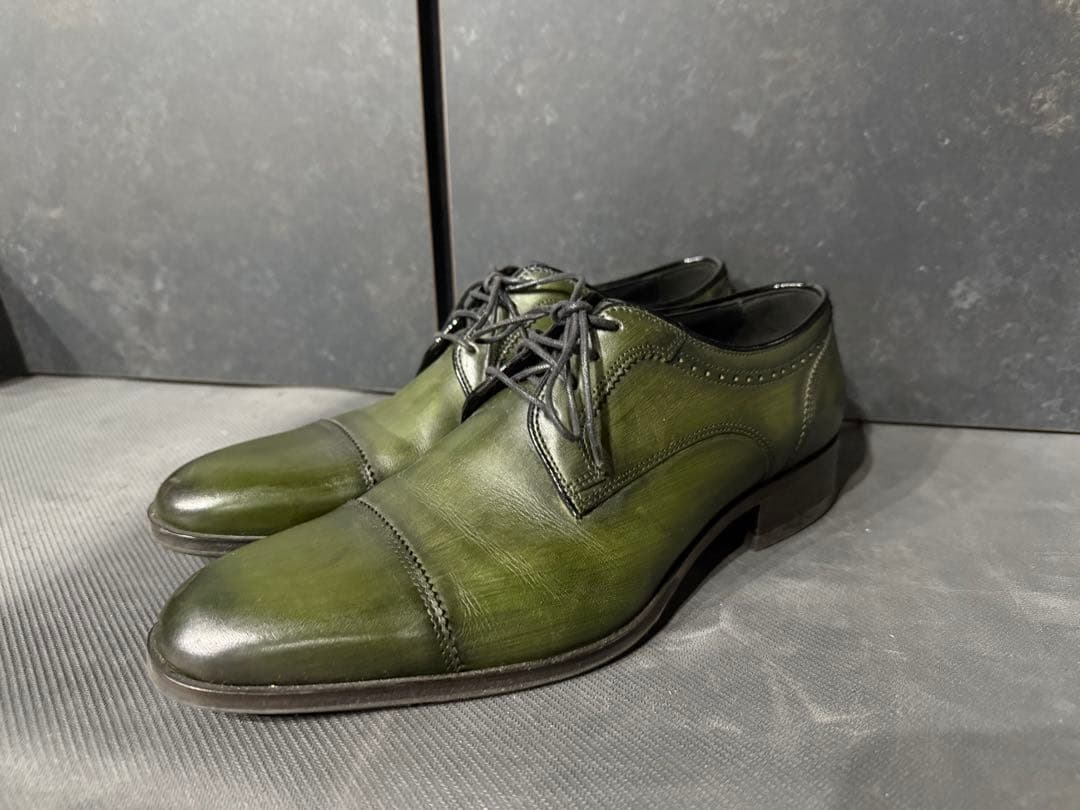 ランバン　オリーブグリーン レザードレスシューズ　美品