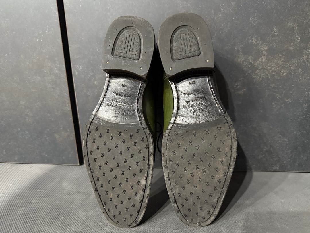 ランバン　オリーブグリーン レザードレスシューズ　美品