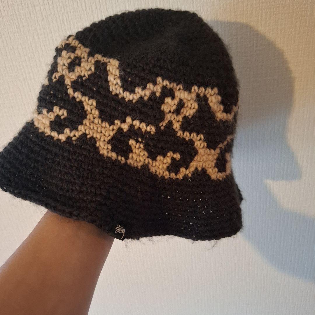 Stussy ニット帽 黒/ベージュ