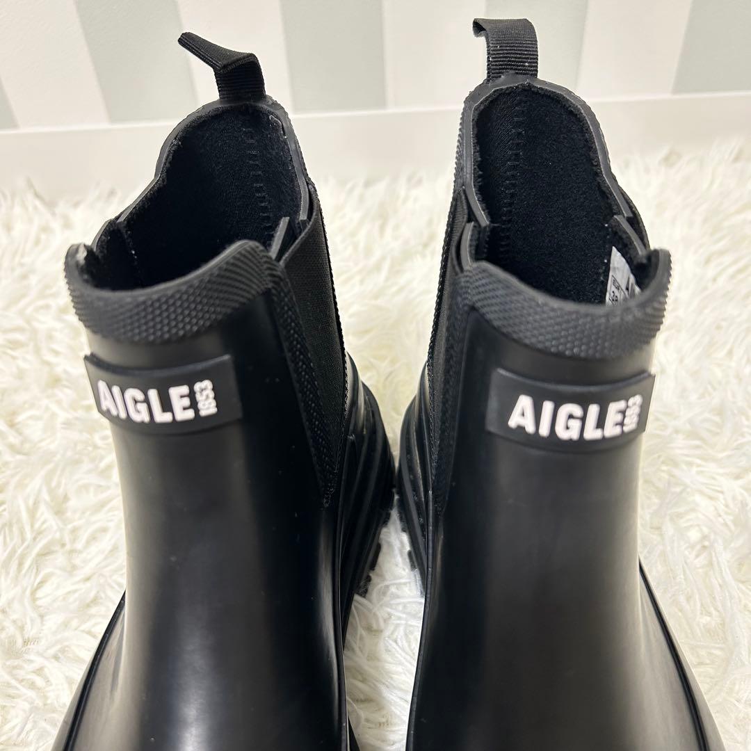 エーグル　ソフトレイン2 ラバーブーツ　サイドゴア　ブラック　38 24センチ