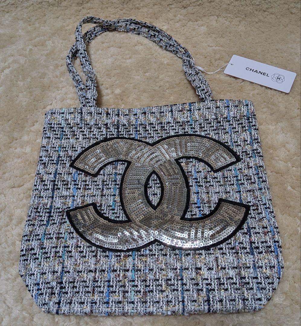 CHANEL ツイード トートバッグ スパンコール