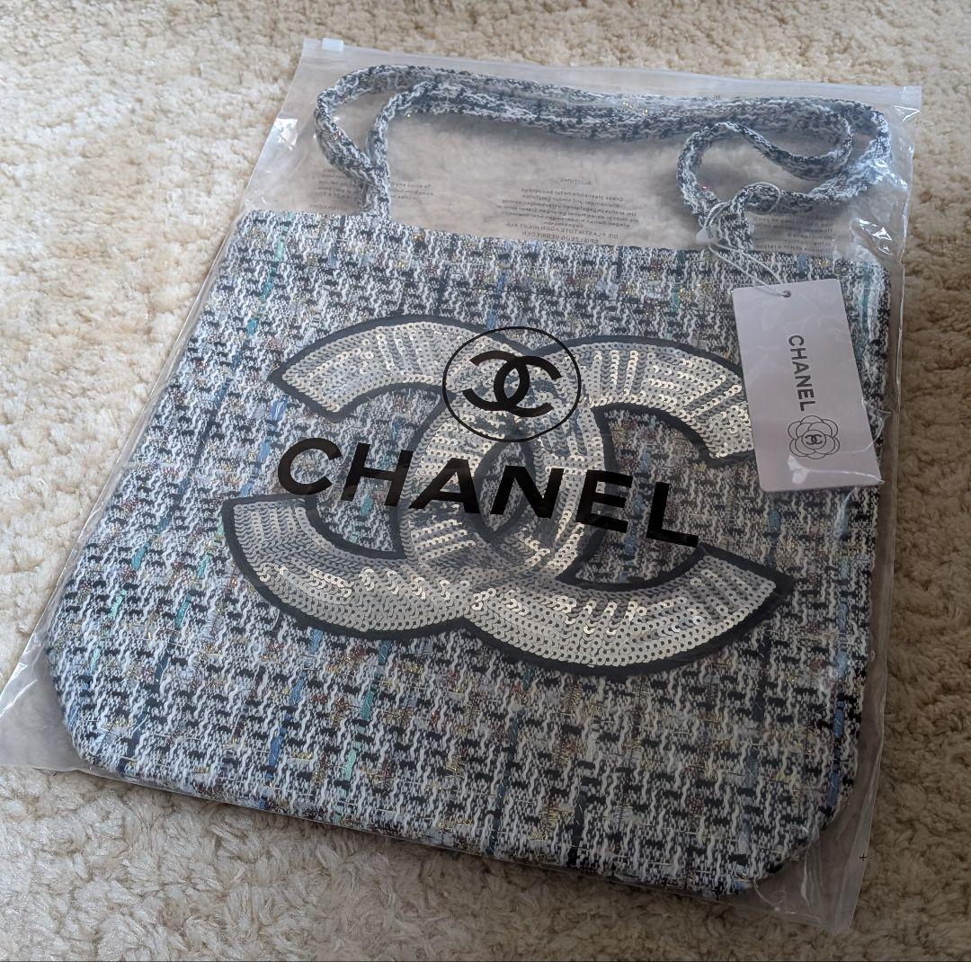 CHANEL ツイード トートバッグ スパンコール