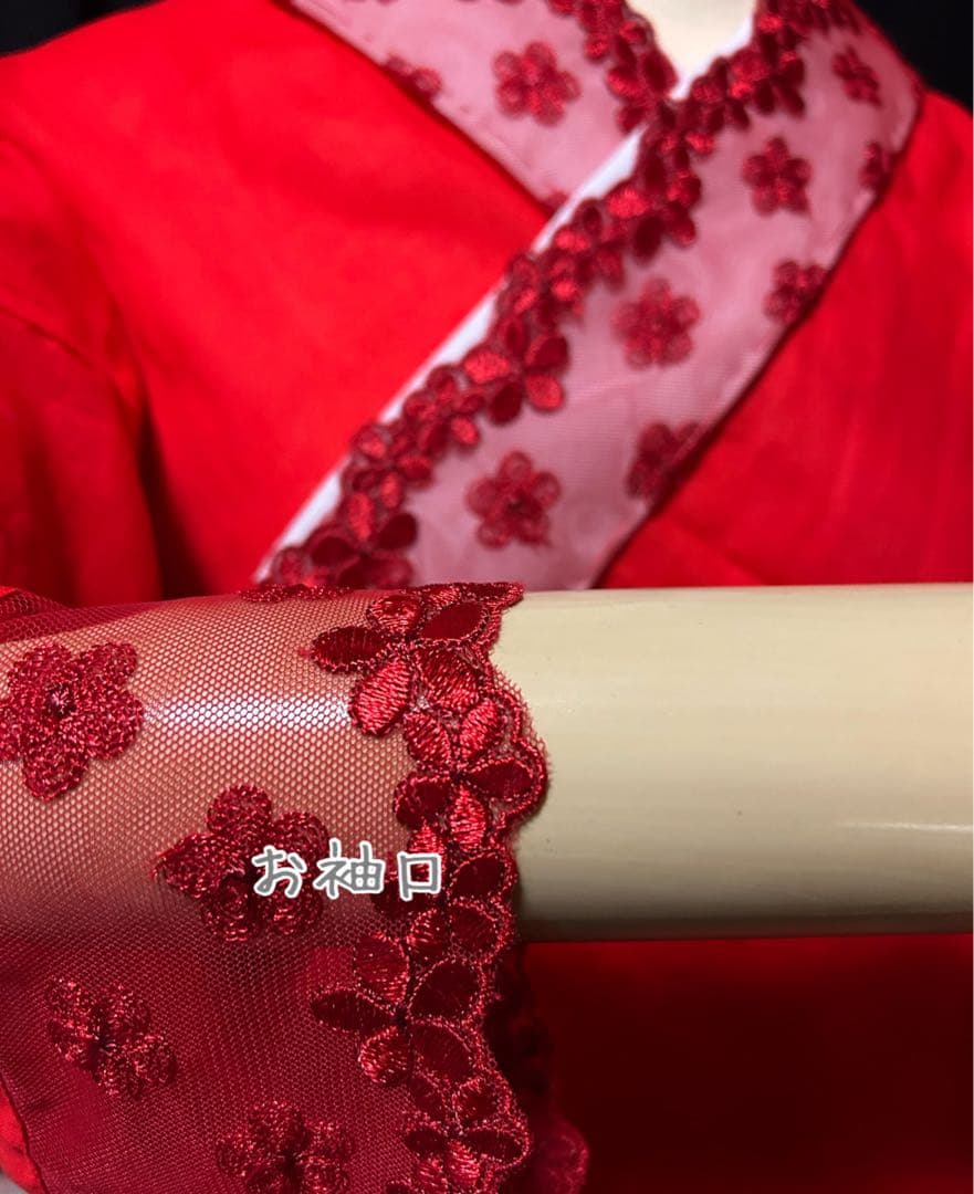 半襦袢　筒袖　いちごいちえオリジナル　簡易衣紋抜き付き（赤）　うそつき半襦袢