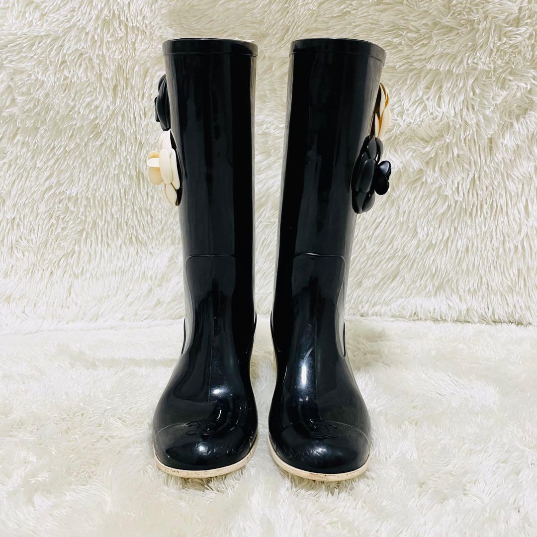 CHANEL シャネル レインブーツ ココマーク カメリア 36 箱＆保存袋