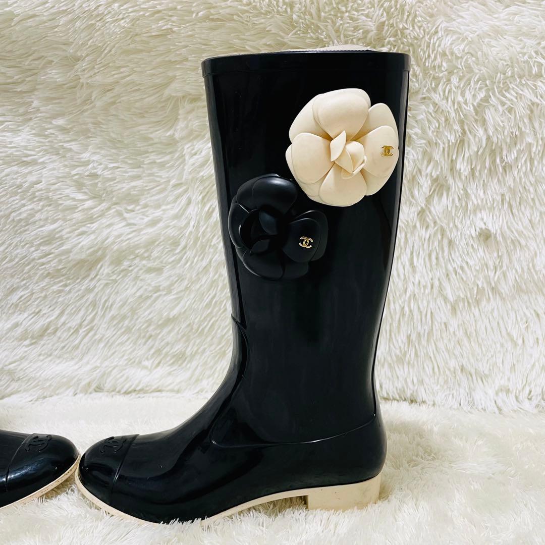 CHANEL シャネル レインブーツ ココマーク カメリア 36 箱＆保存袋