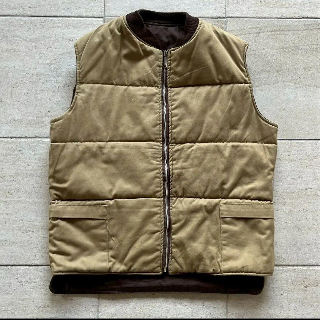 80's ダウンベスト　ブラウン　リバーシブル　XL
