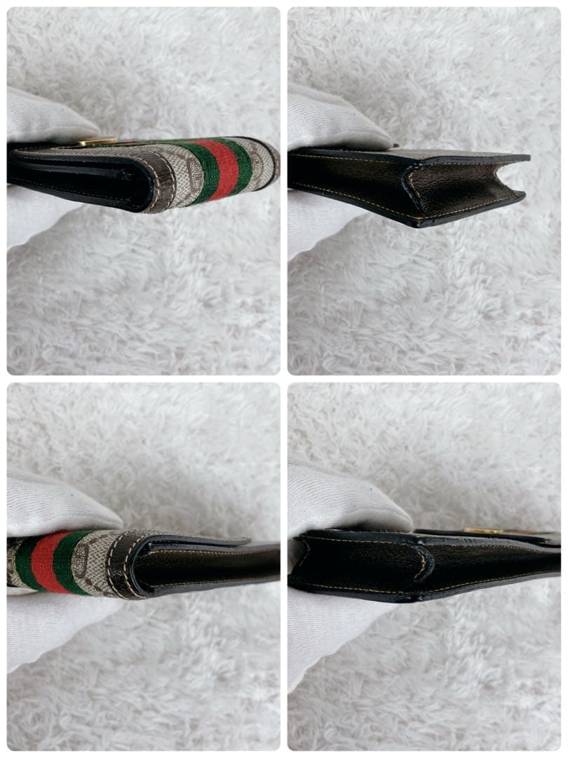 オールドグッチ グッチ メガネケース ペンケース シェリーライン 本革 茶