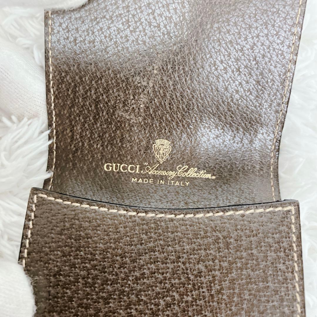 オールドグッチ グッチ メガネケース ペンケース シェリーライン 本革 茶
