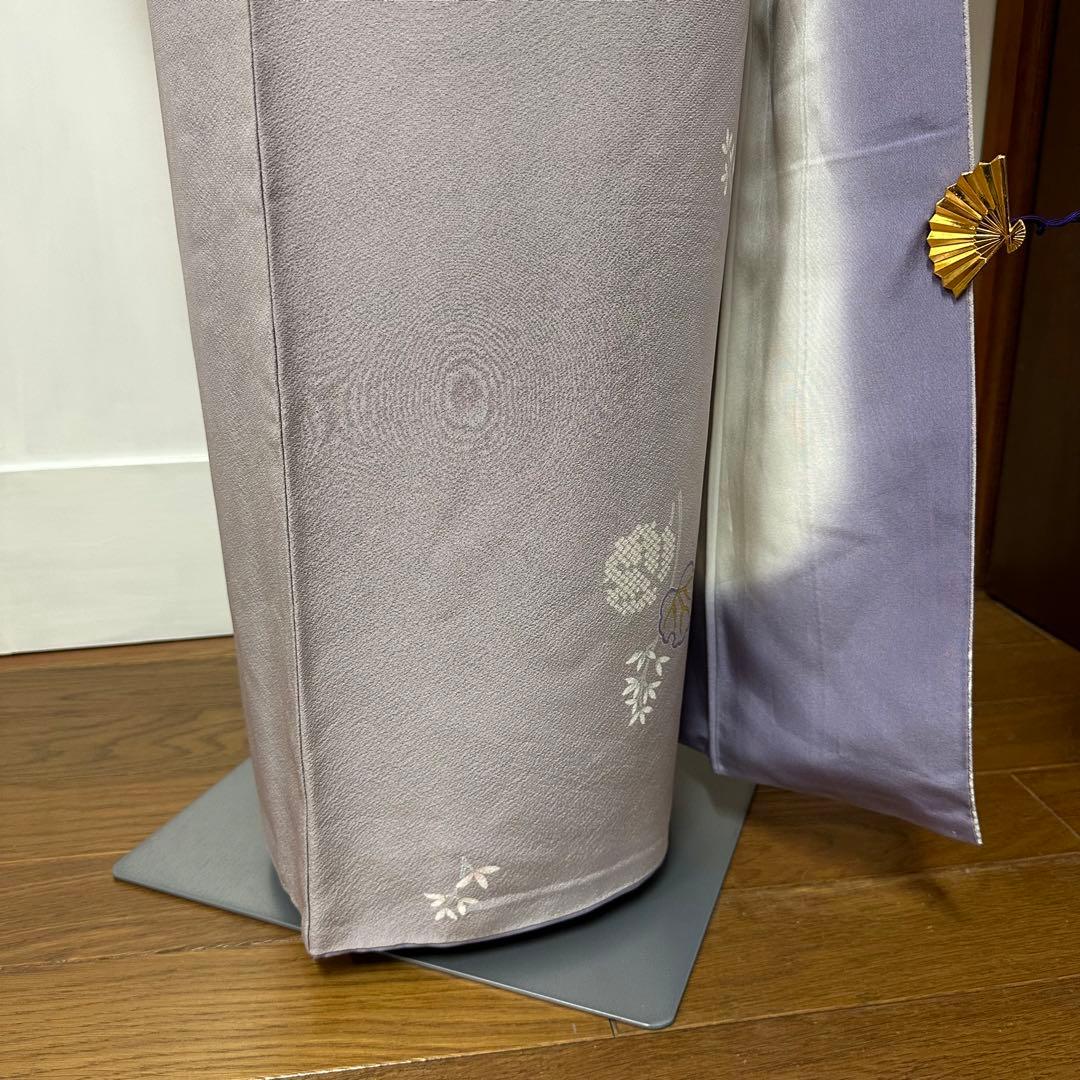 く*る様 小紋　袷　正絹　草木模様　飛び柄　藤鼠色　身丈170裄72トールサイズ