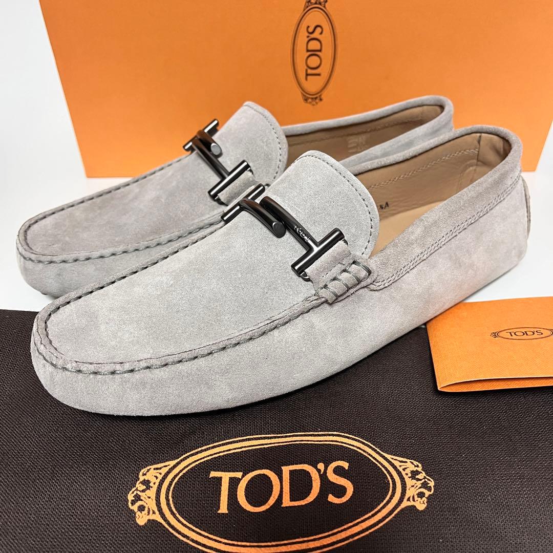 トッズ☆新品☆TOD’sメンズ レザー ゴンミーニ/グレー25.5cmローファー