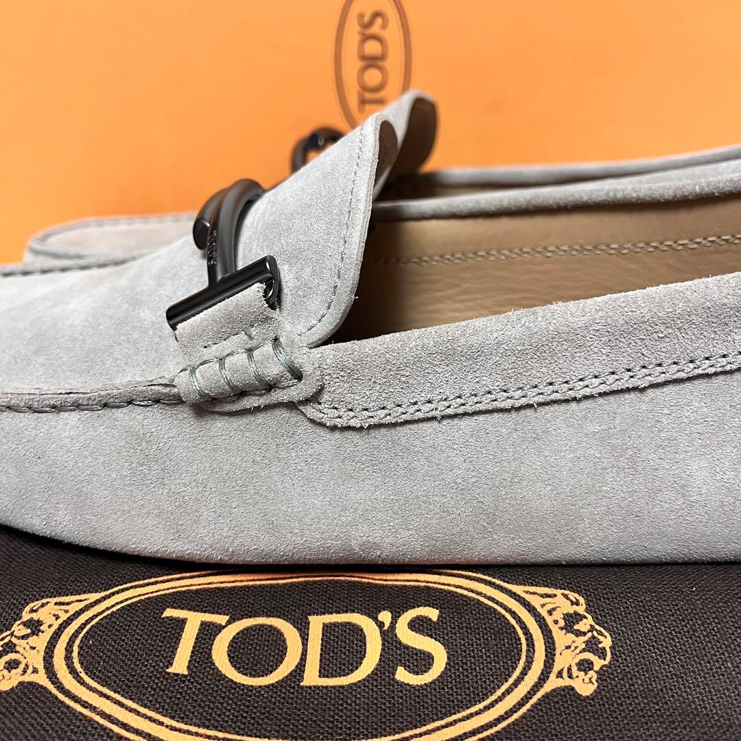 トッズ☆新品☆TOD’sメンズ レザー ゴンミーニ/グレー25.5cmローファー
