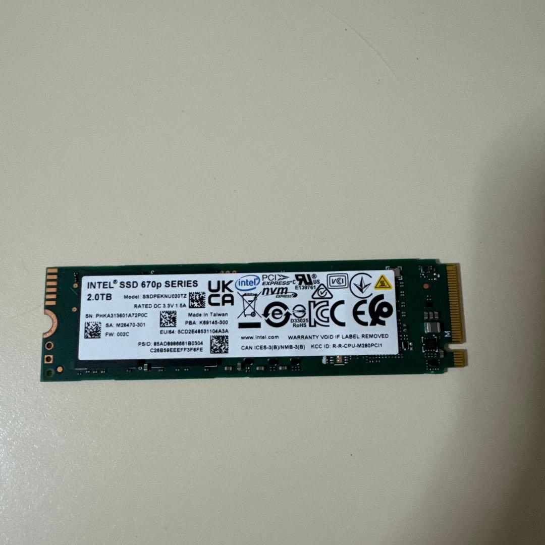 内蔵型SSD Intel SSD 670p 2.0TB M.2 PCIe NVMe