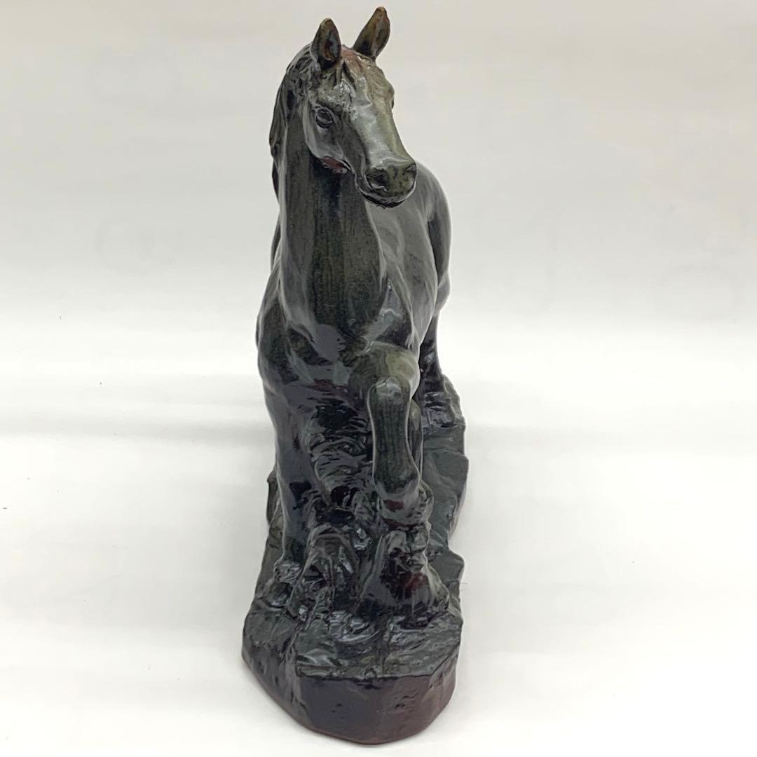 【干支置物　午14常滑焼　灰釉　壬午】共箱