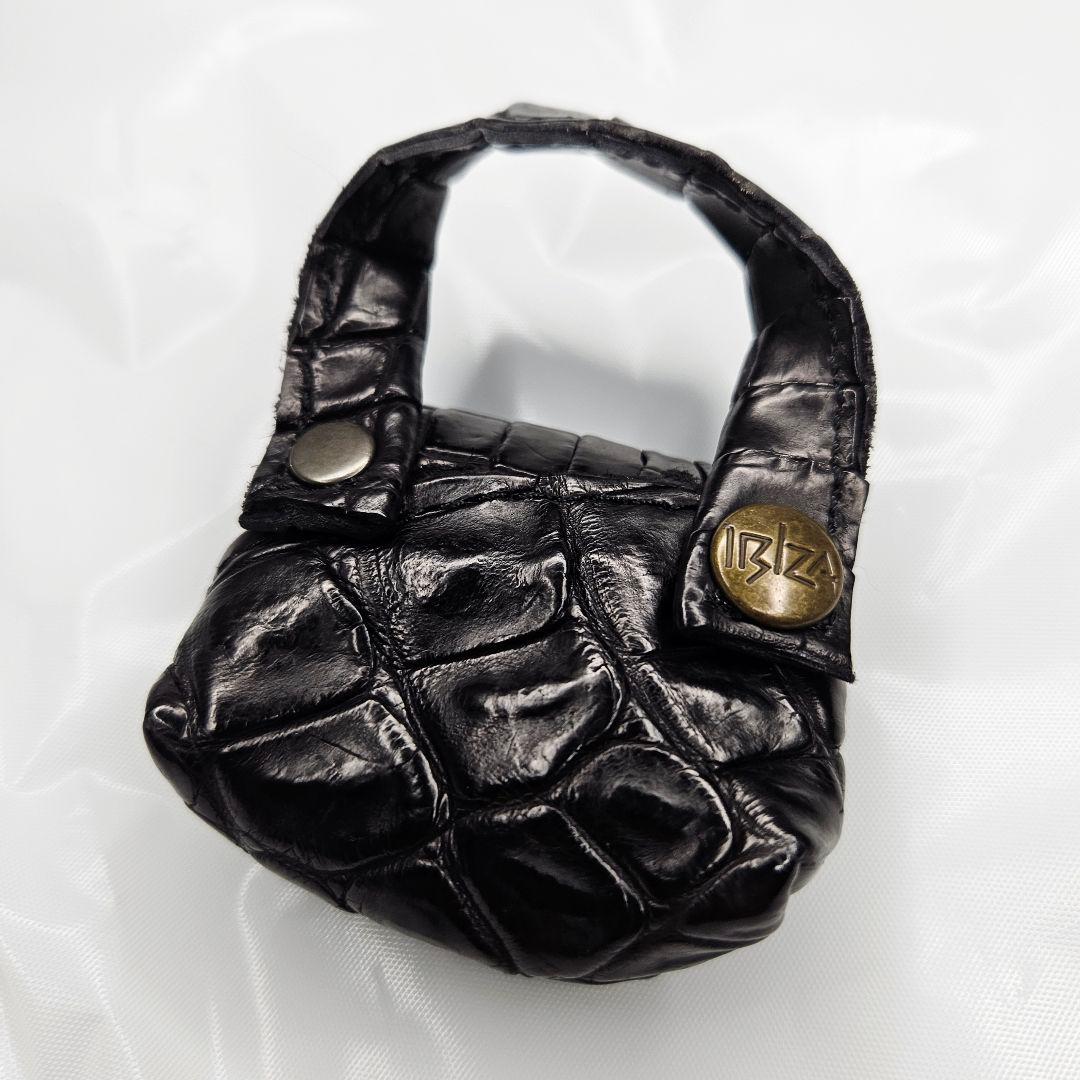 新品 イビサ IBIZA クロコダイル ミニバッグ チャーム 黒