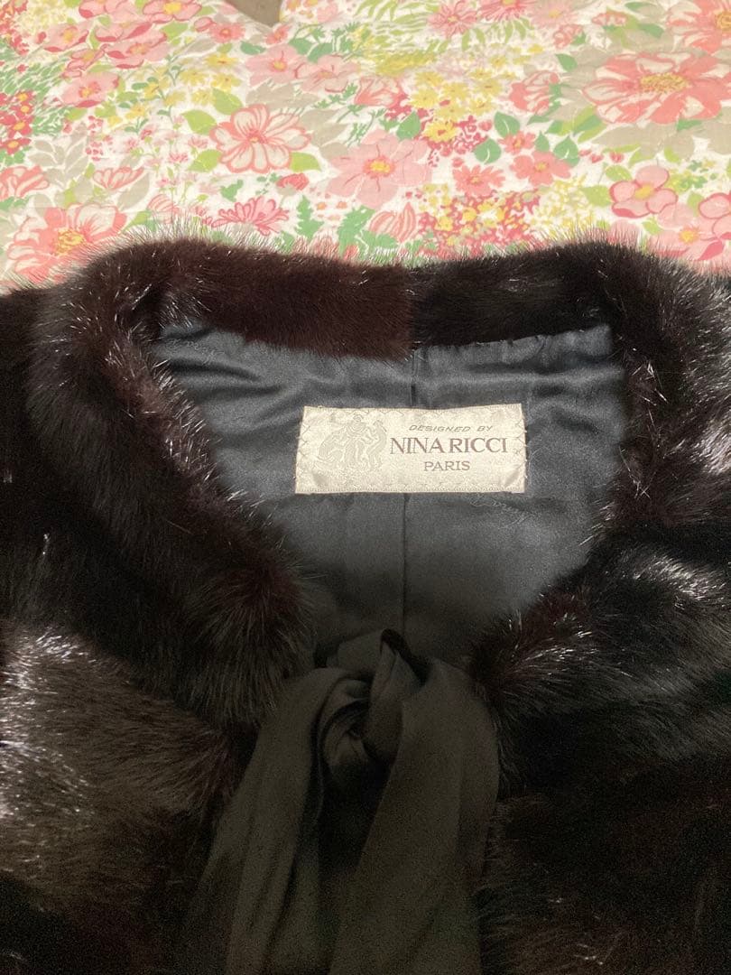 ニナリッチ　ケープ付きミンクファーコート