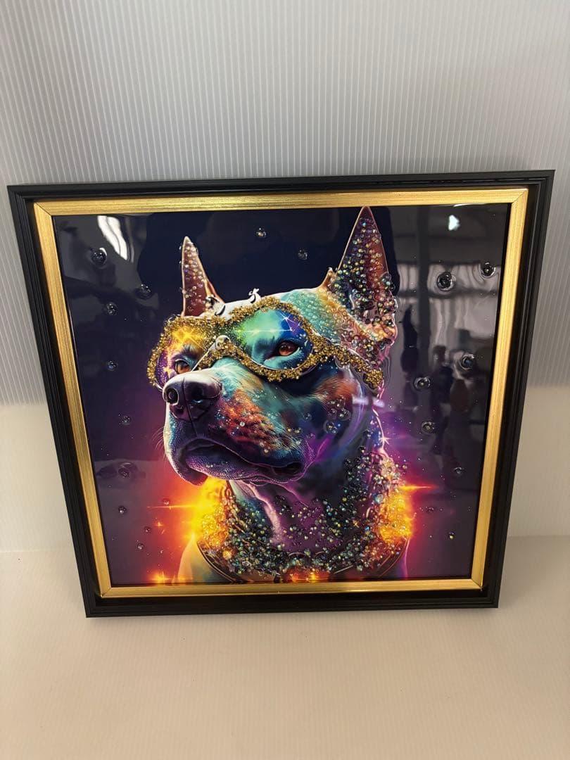 【オシャレインテリア‼️】クリスタルアート ネオンドッグ 41x41cm