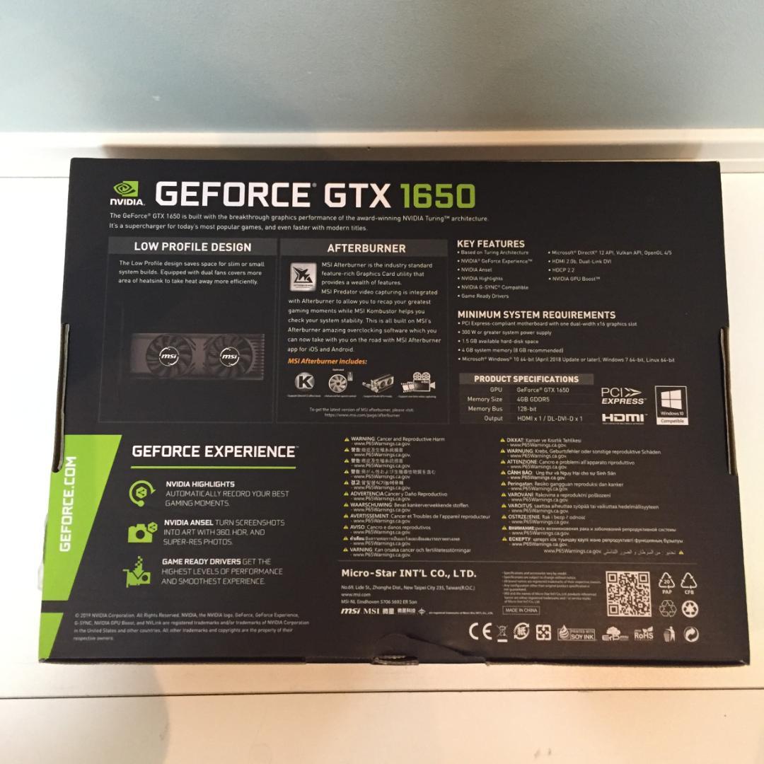 【動作チェック済】MSI Geforce GTX1650LP ビデオカード