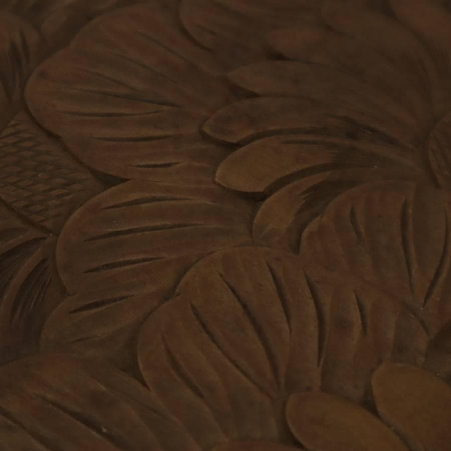 伝統工芸 日光彫 花文 サイドテーブル 花台 幅60cm 棚板付き