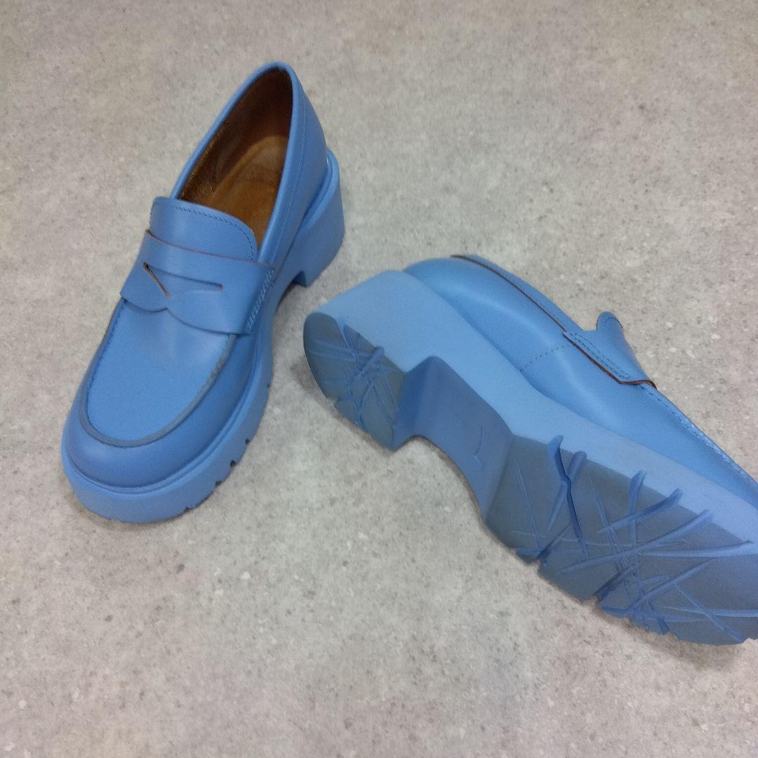 美品CAMPER カンペール 水色 厚底ローファー37