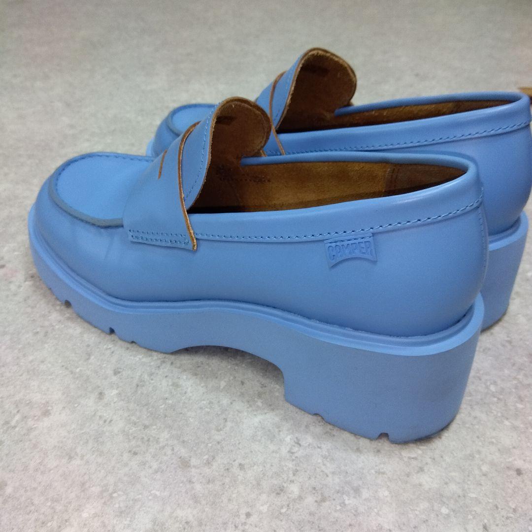 美品CAMPER カンペール 水色 厚底ローファー37