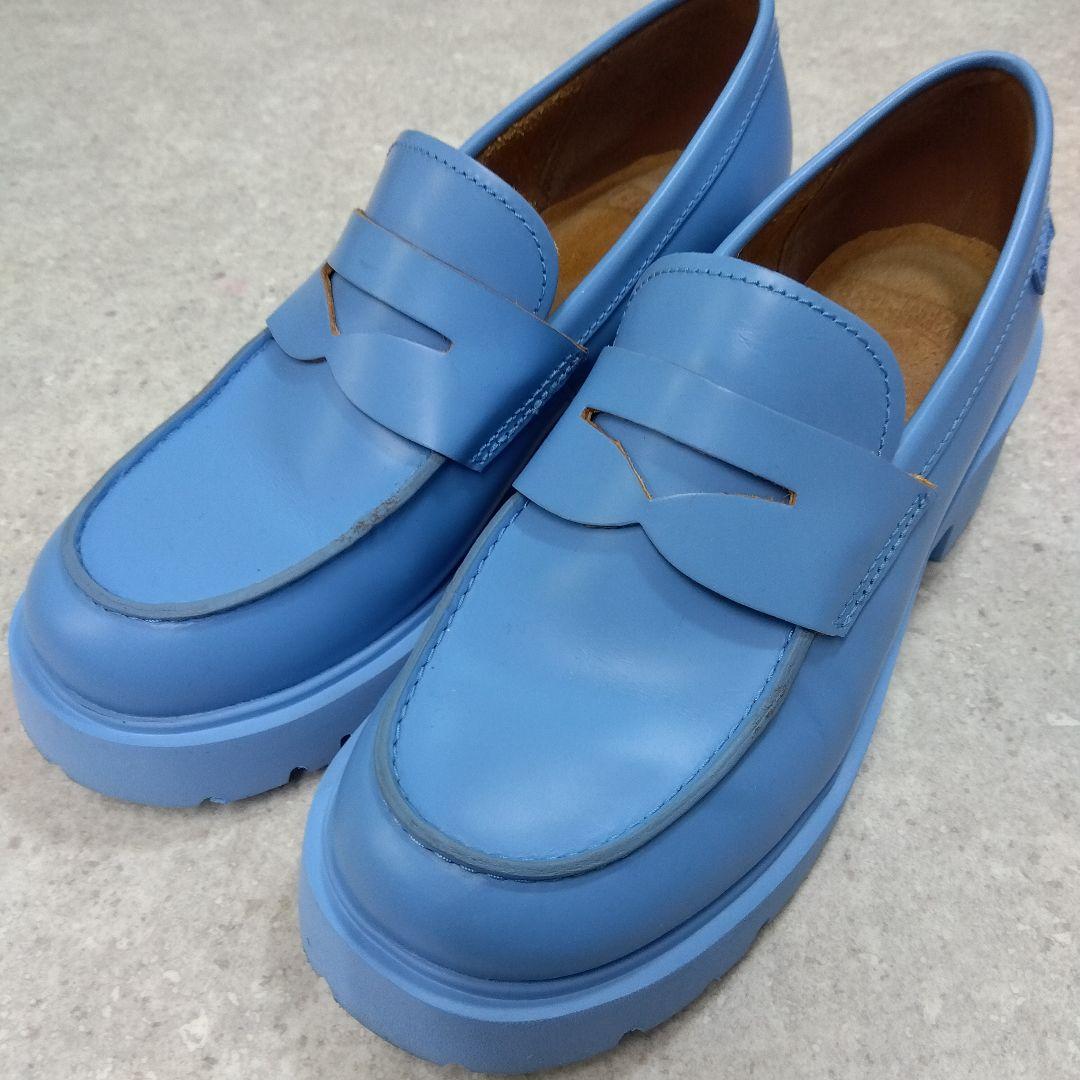 美品CAMPER カンペール 水色 厚底ローファー37