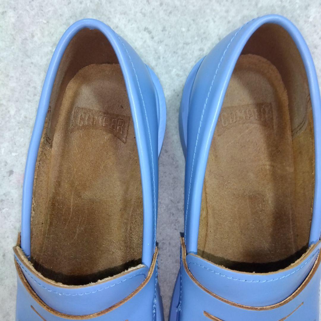 美品CAMPER カンペール 水色 厚底ローファー37