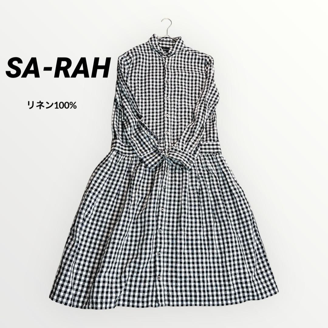 SA-RAH サラ チビ襟 シャツ ワンピース リネン