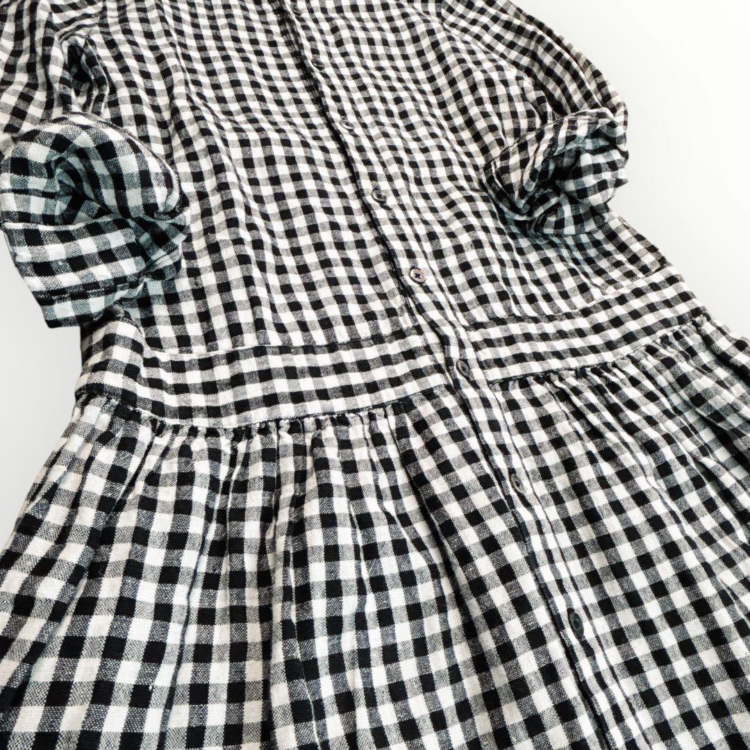 SA-RAH サラ チビ襟 シャツ ワンピース リネン