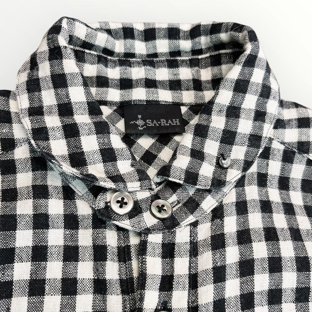 SA-RAH サラ チビ襟 シャツ ワンピース リネン