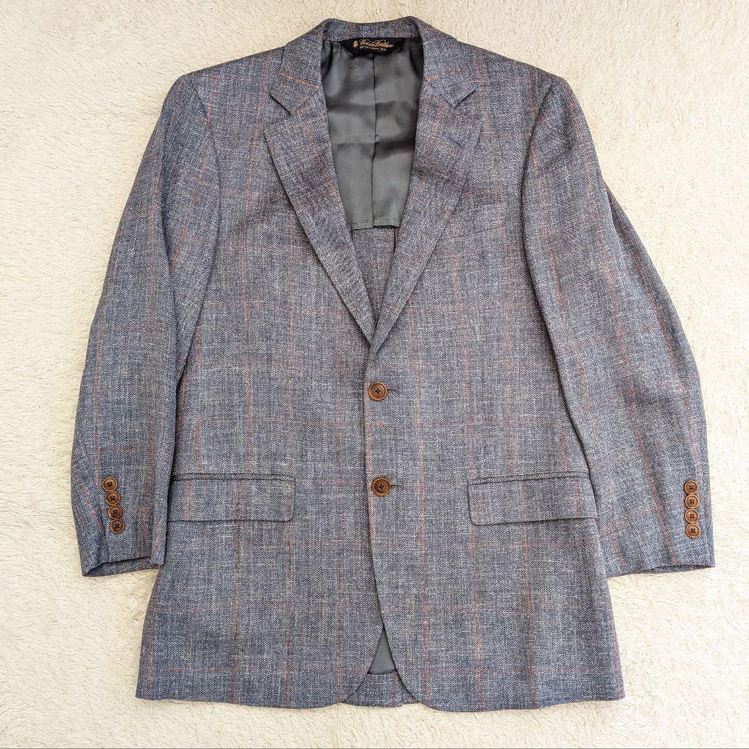 美品　ブルックスブラザーズ　リネン　シルク　チェック柄 テーラードジャケット