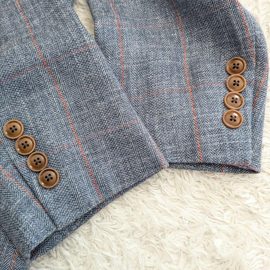 美品　ブルックスブラザーズ　リネン　シルク　チェック柄 テーラードジャケット