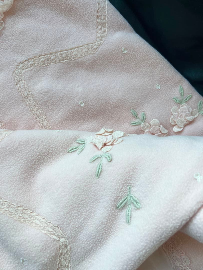 ✨さえら ヒスクローネ 綿毛布 ダブル ピンク 花レース 希少