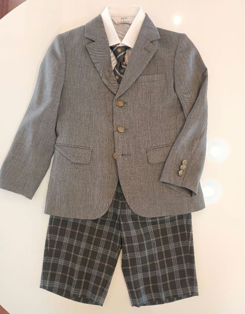 フォーマルスーツ 120cm グレー チェック柄　4点セット