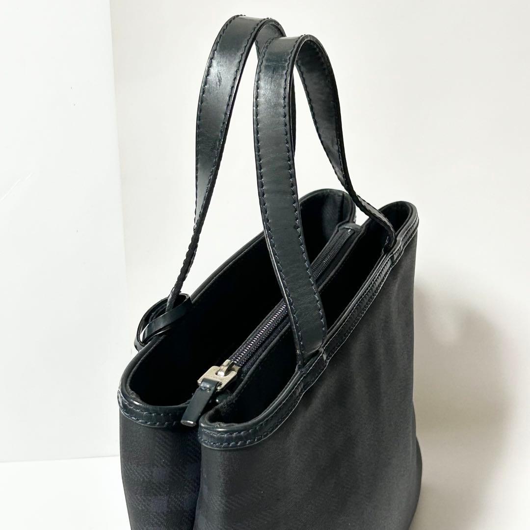 バーバリー ノバチェック PVC レザー ハンドバッグ トートバッグ ネイビー