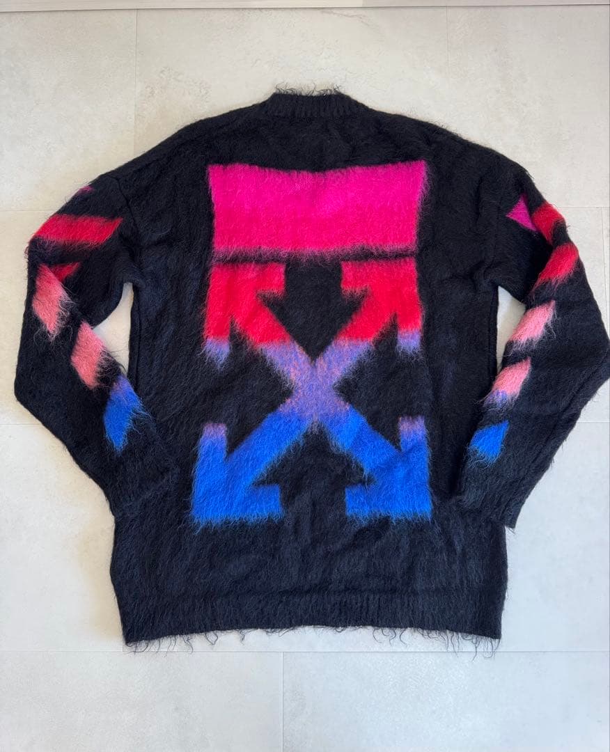 【美品】Off-White 即完品 クロスアローロゴ入り モヘアニット XXS