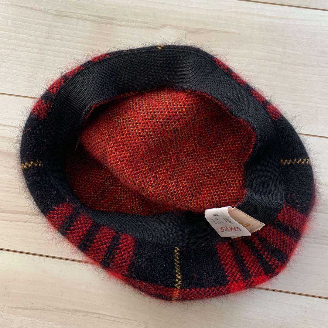 Vivienne Westwood アンゴラベレー帽⚫︎ボンボン⚫︎赤チェック
