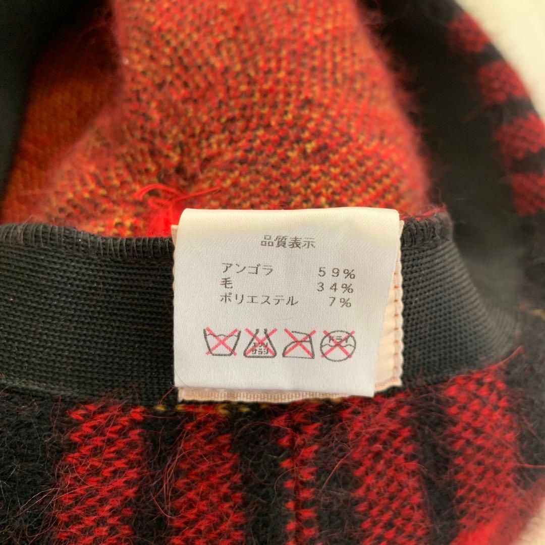 Vivienne Westwood アンゴラベレー帽⚫︎ボンボン⚫︎赤チェック